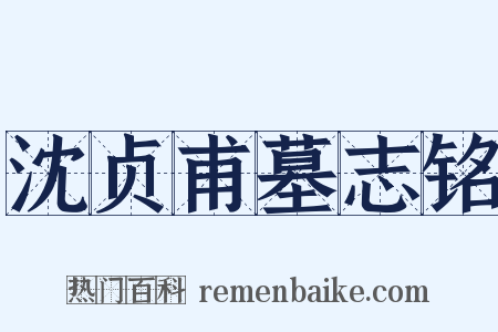 沈贞甫墓志铭是什么意思的图片